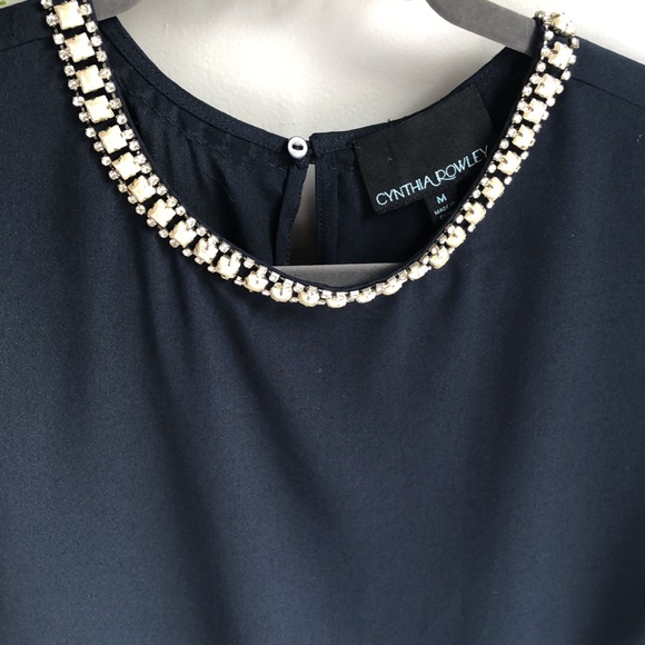 Cynthia Rowley Sleeveless Top & Bejeweled Neck M - Picture 5 of 5